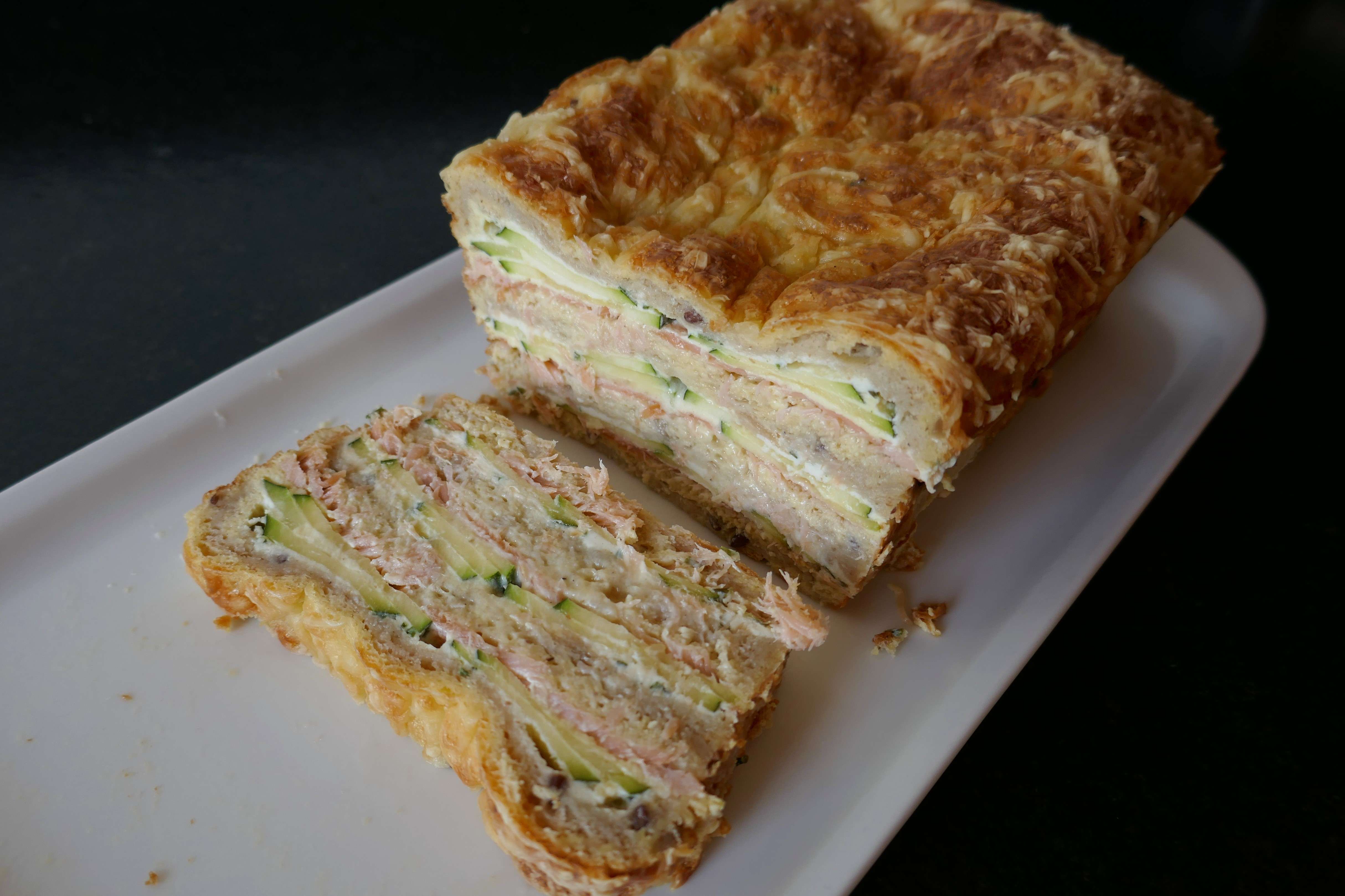 image de Croque-cake saumon courgette